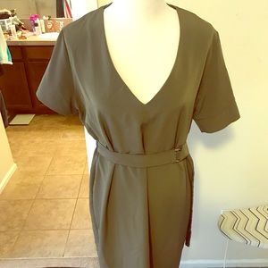 Olive green midi dress